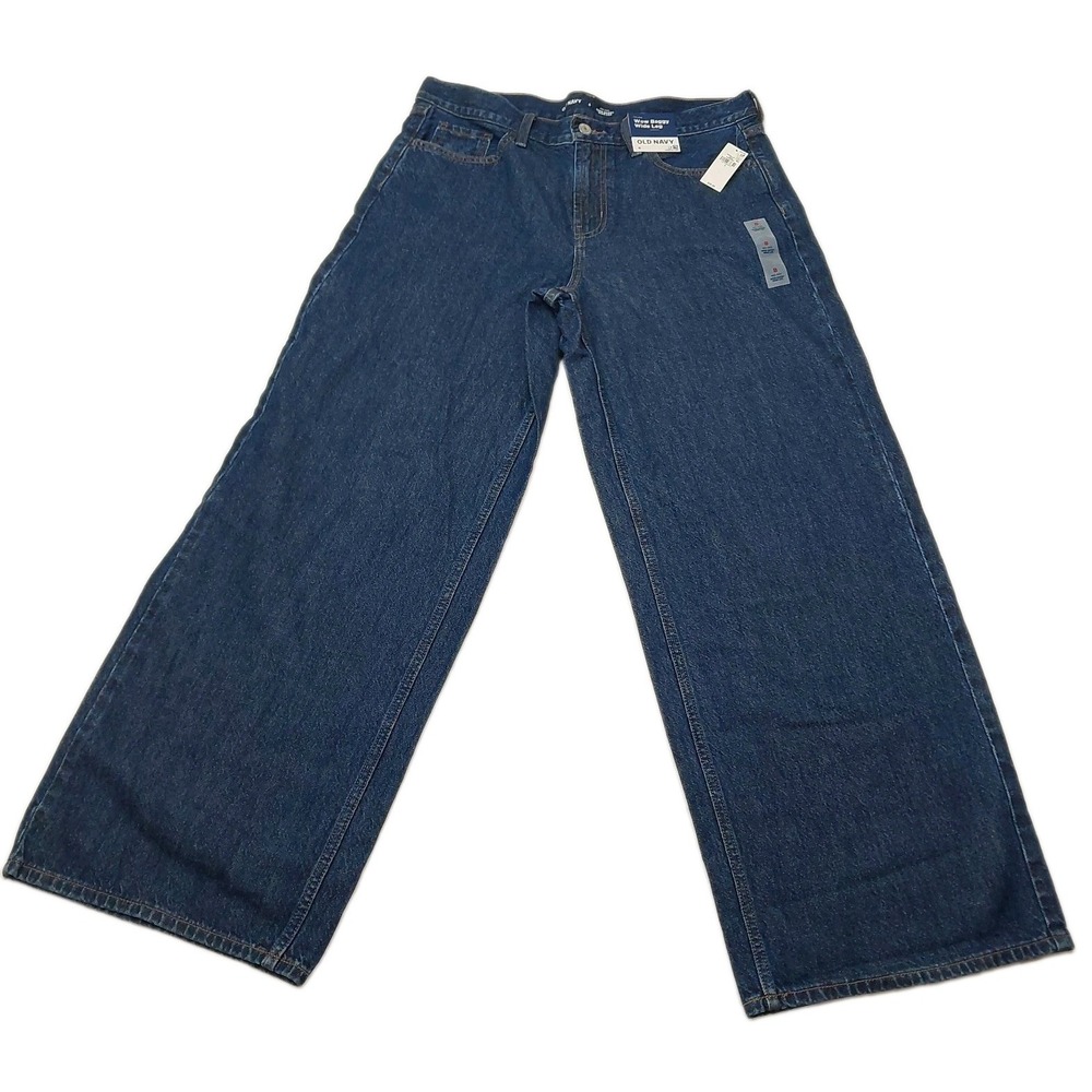 Old Navy Jeans Womens 8 Blue Denim WOW Baggy Wide Leg Mid Rise NWT